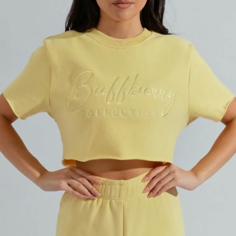 💕BuffBunny Cloud Soft Yellow Crop Top